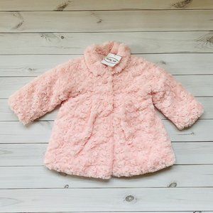 NWT Mayoral Rosette Pink Faux Fur Coat 12 Months